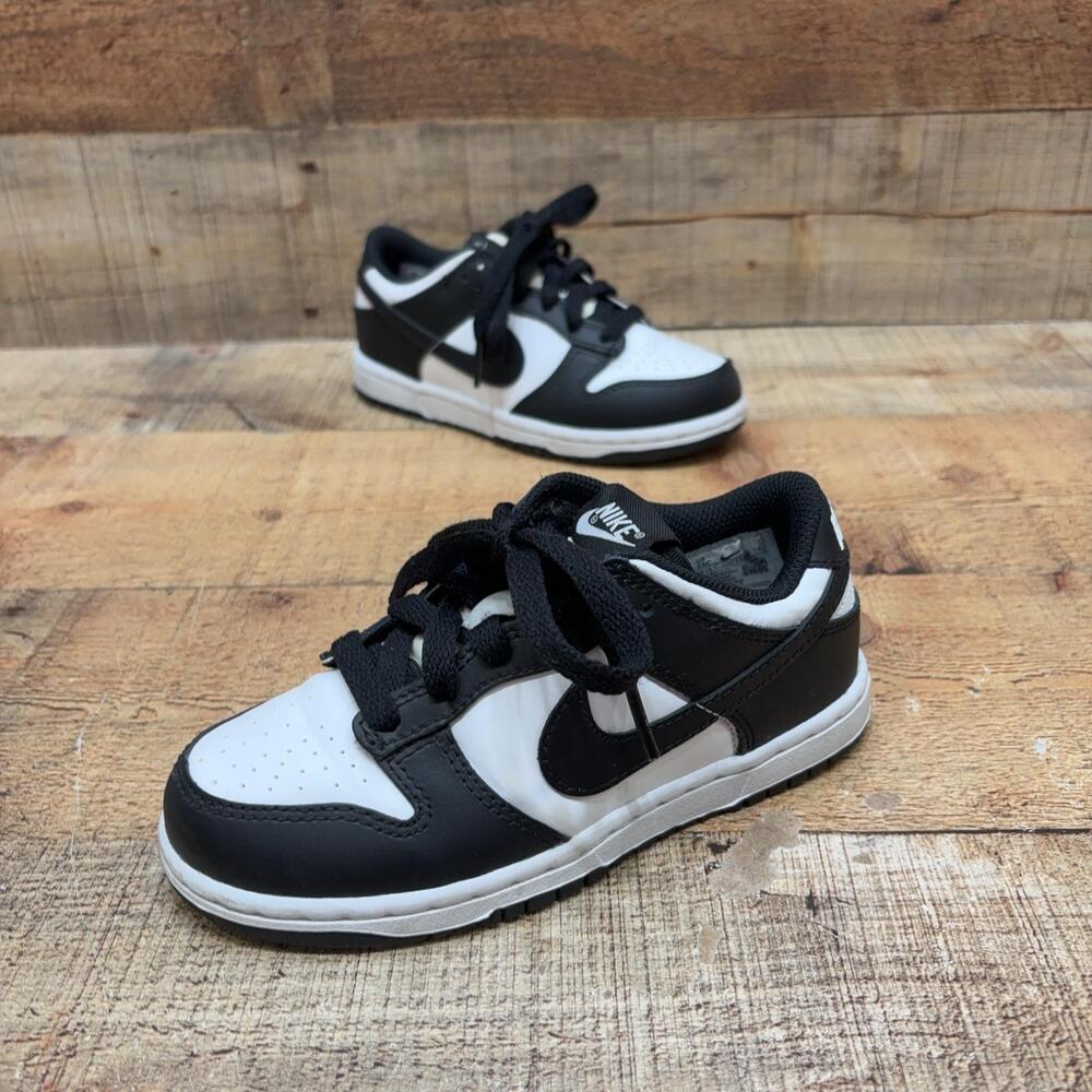 Nike Dunk Low Shoes Kids Size 12C 29.5 Black White Leather Sneaker CW1588-100